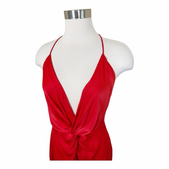 Zara Spain Red Satin Lingerie Slip Midi Dress Knotted Blogger Favorite NWT Sz M - Picture 5 of 11